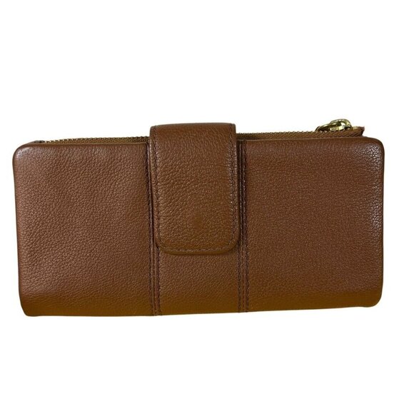 Fossil Ella Clutch Brown Leather Wallet zipper fold‎ card orgainizer - Picture 3 of 7